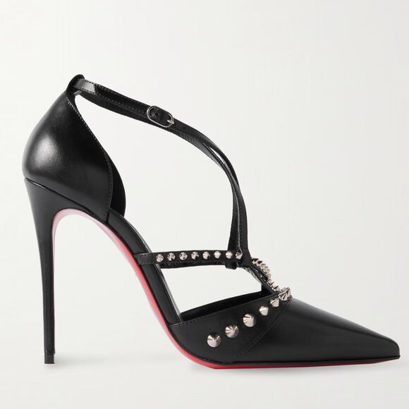 Christian Louboutin TATOOSHKA SPIKES PUMP 100 Leather Strappy Heels Shoes